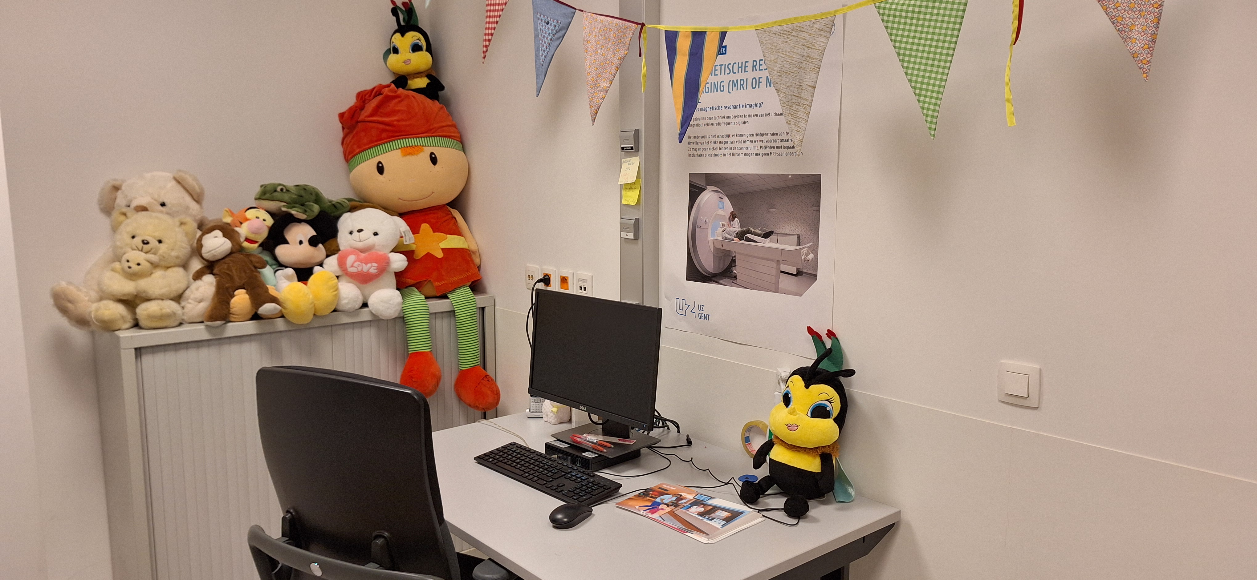 The desk where the of the nurse/trainer sits.